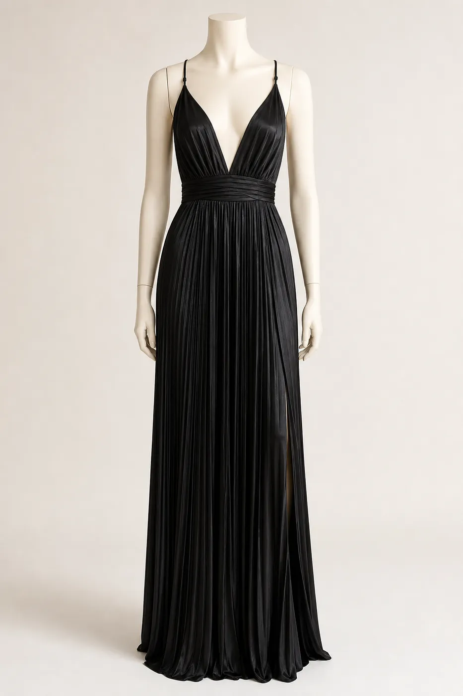 Edition Long Pleated Satin Dress Studio